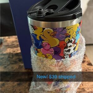 Multicolor Duck Pattern Travel Mug